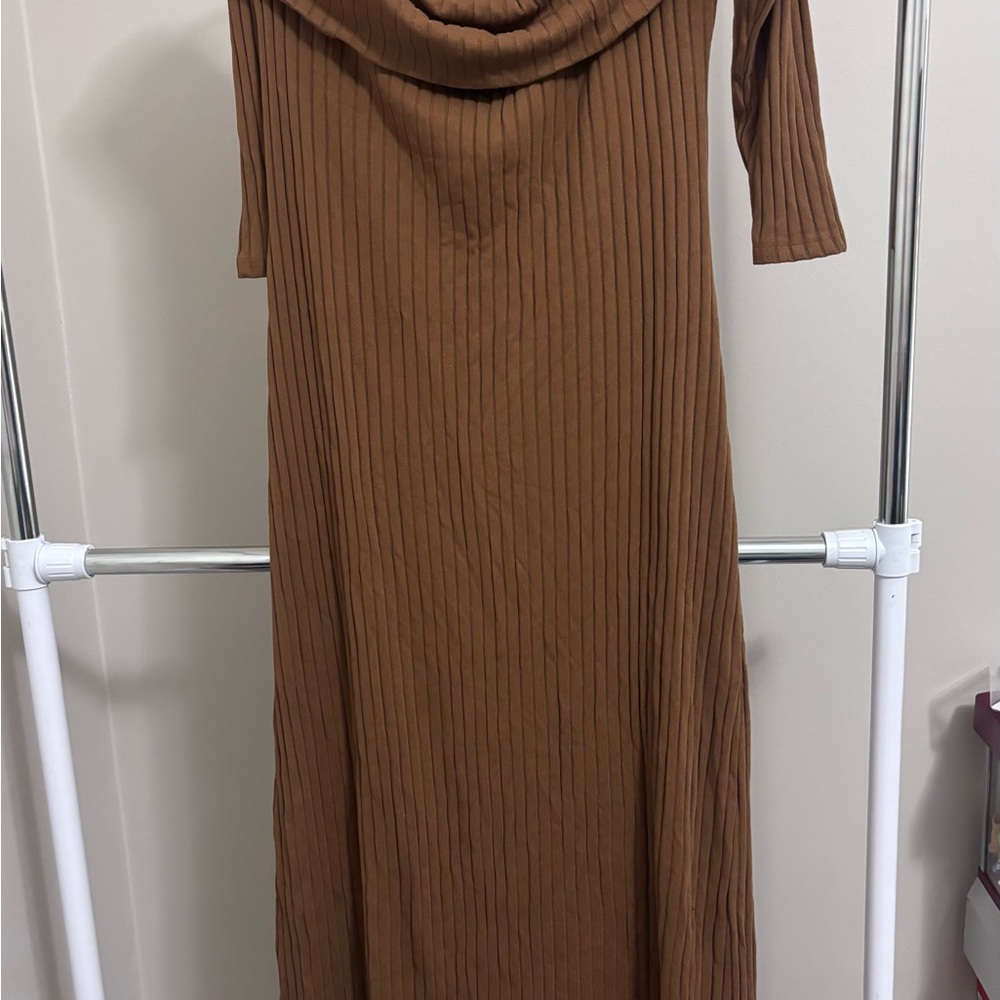 Old Navy Brown Long Sleeve Ribbed Dress